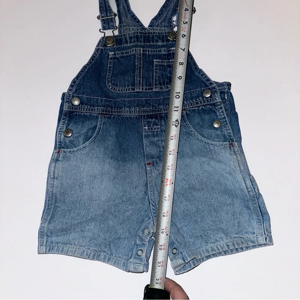 VTG Y2K Baby Gap Light Denim Shortalls Cargo Overalls Adjustable Straps 2T